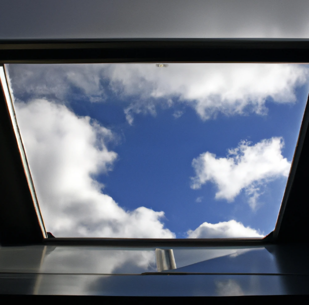 Open rooflight showing blue sky