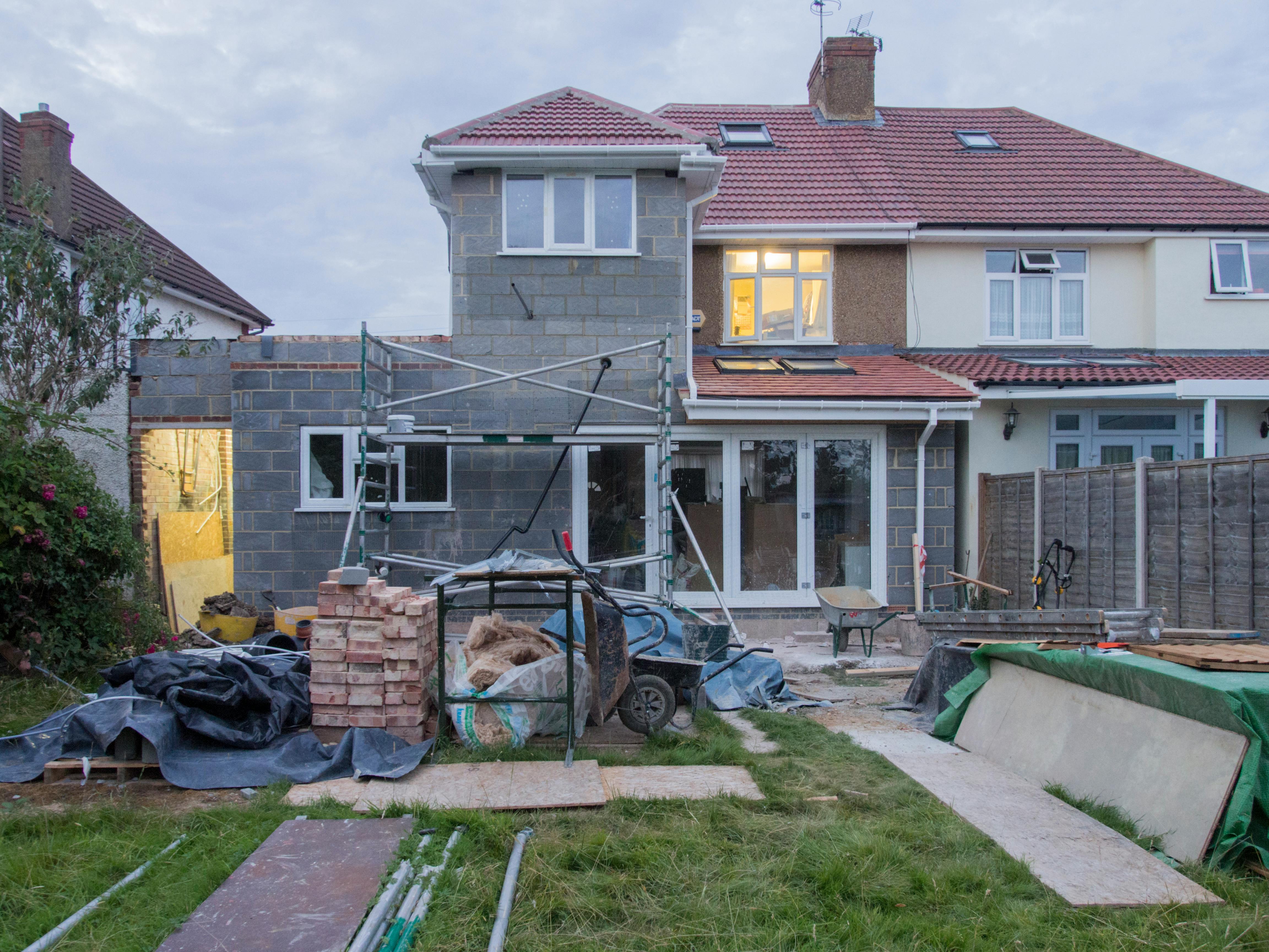 Residential home extenison with rooflights.